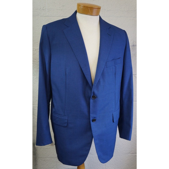 BELVEST Italy Suit Men's 46R 40x30 Striped Flannel Super 120's Wool Dual Vents - Picture 2 of 15